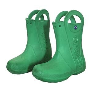 Crocs Handle It Rain Boots Child Size 1 Green Waterproof Rubber Outdoors Play